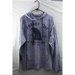 U.S Apparel Freaky Tiki Lightweight Blue Hoodie. Medium.